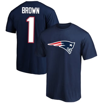 Men's Fanatics A.J. Brown Navy New England Patriots Big & Tall Player Name & Number T-Shirt
