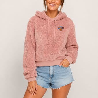 Women's Jill Martin Licensing LLC Pink New York Knicks Cropped Blanket Hoodie