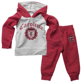 Toddler Wes & Willy Gray/Garnet South Carolina Gamecocks Raglan Hoodie & Sweatpants Set