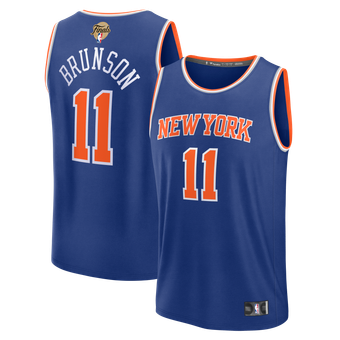 Men's Fanatics Jalen Brunson Blue New York Knicks 2026 NBA Finals Patch Fast Break Replica Jersey - Icon Edition