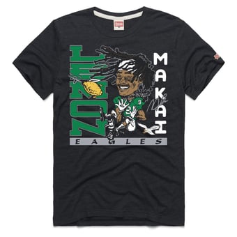 Unisex Homage Makai Lemon Charcoal Philadelphia Eagles Caricature Player Graphic Tri-Blend T-Shirt