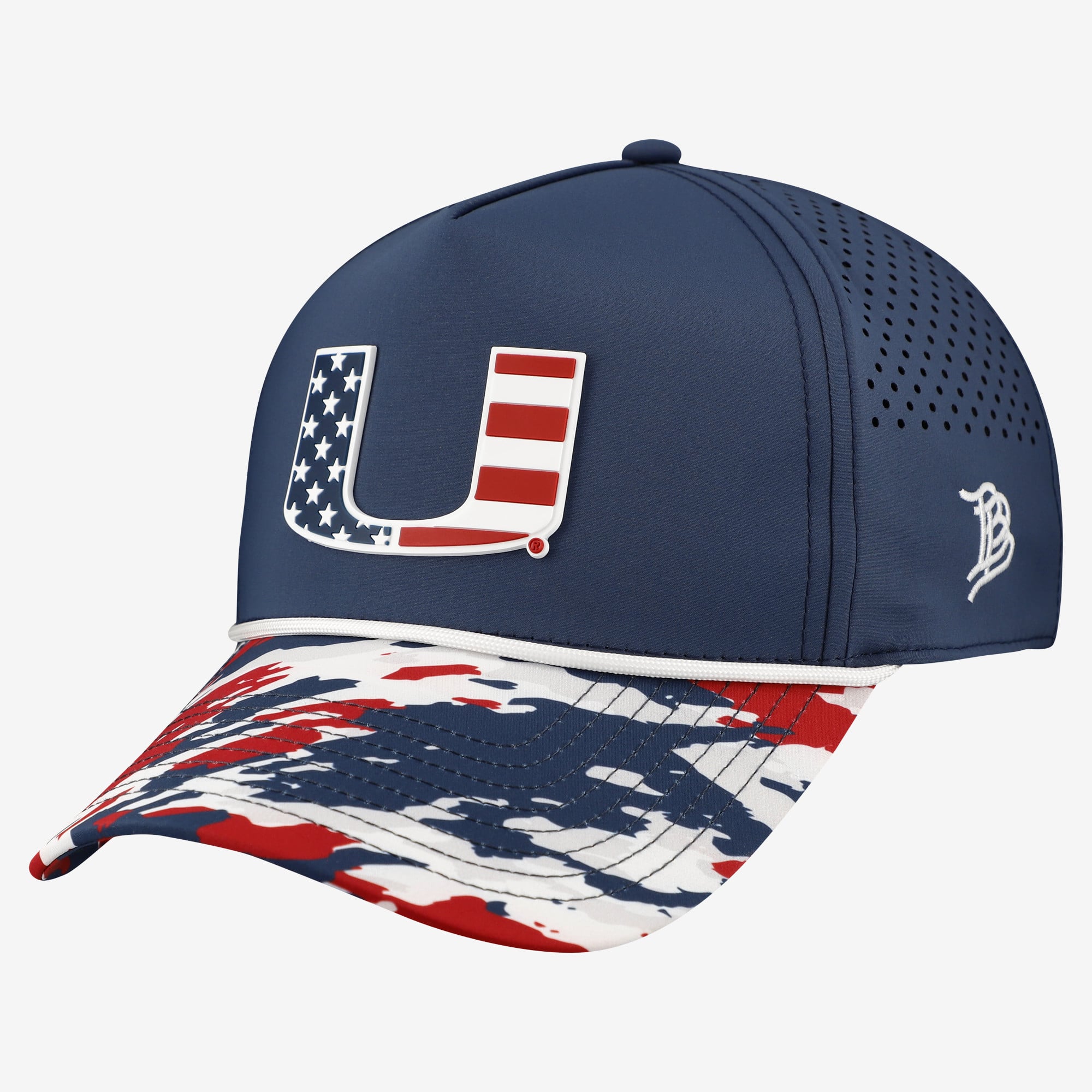 Unisex Branded Bills Navy Miami Hurricanes Stars & Stripes Rope Adjustable Hat