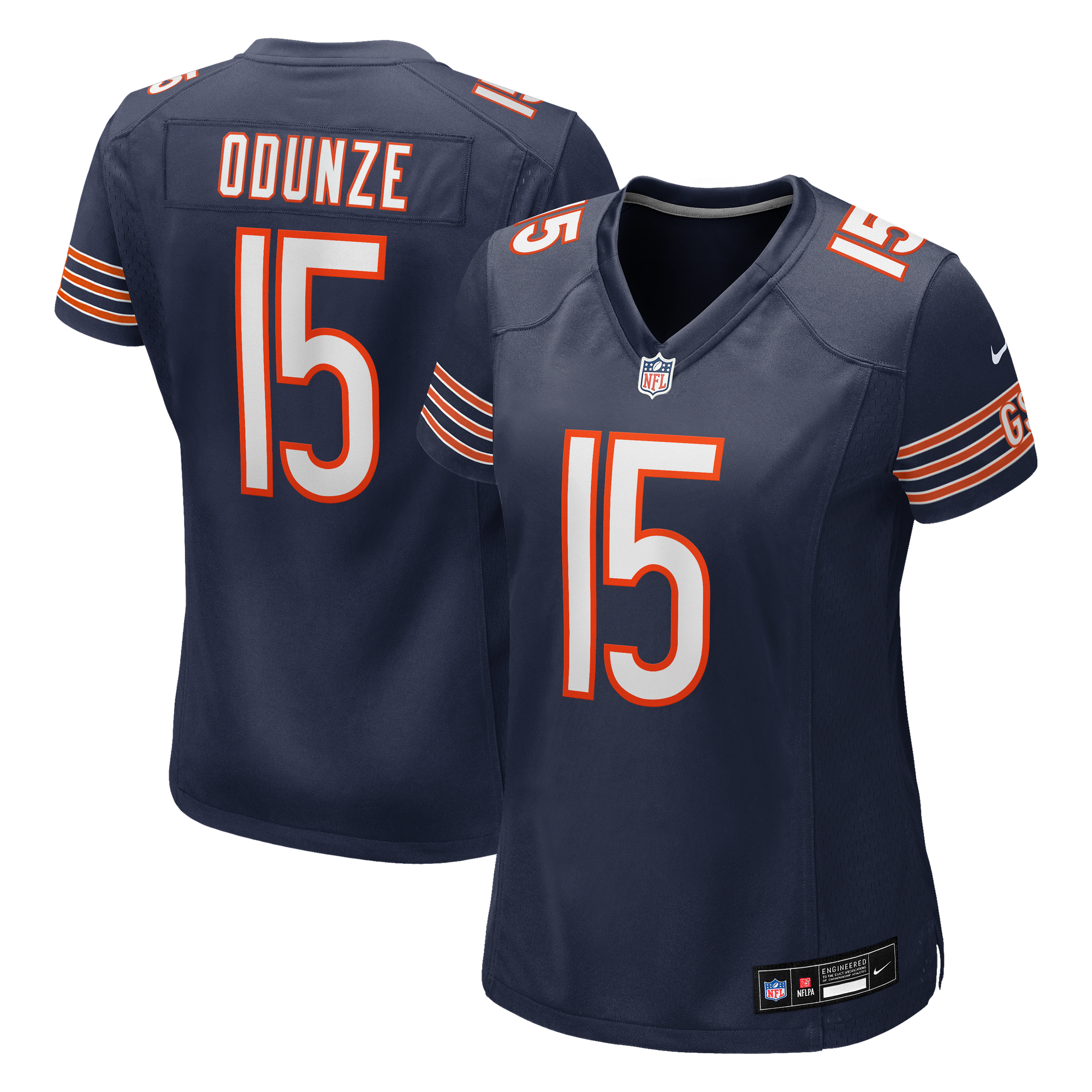 Camiseta Nike Game de la 1ª equipación del Chicago Bears - Azul marino - Rome Odunze - Mujer