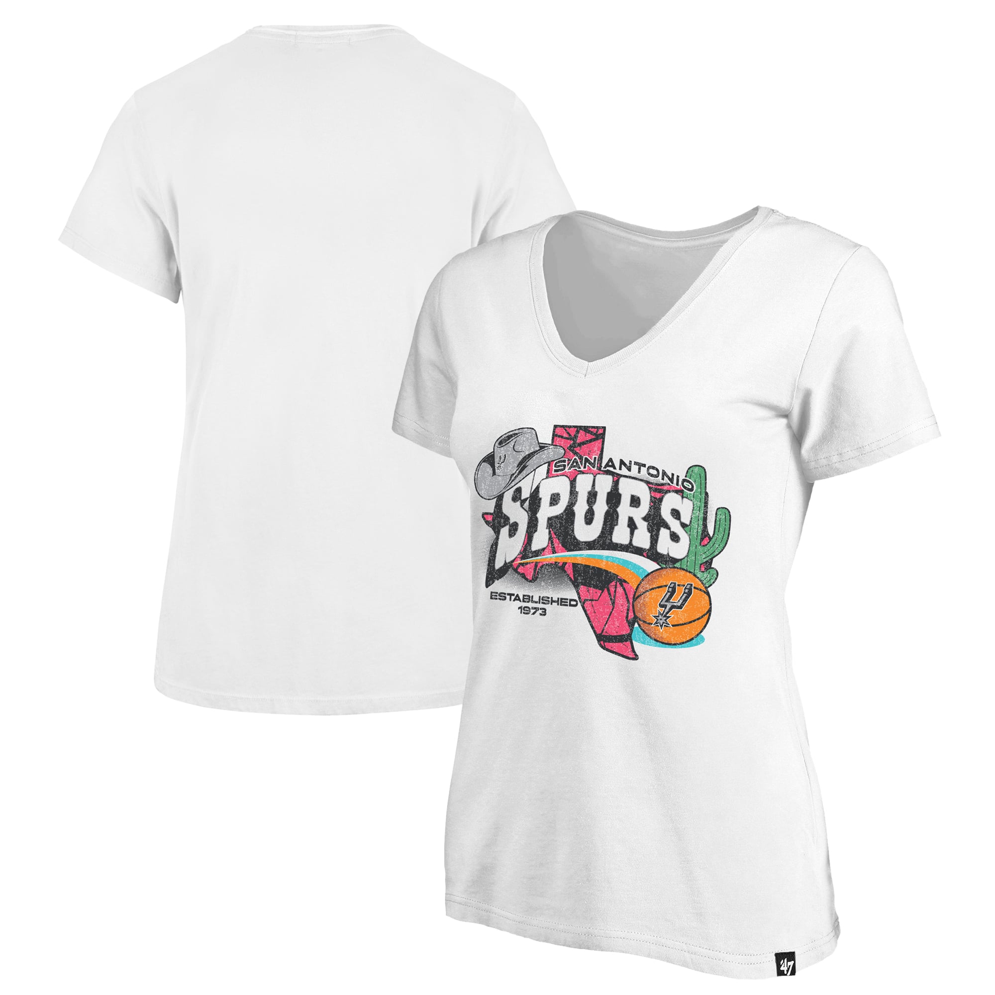 Women's '47 White San Antonio Spurs Plus Size Frankie V-Neck T-Shirt