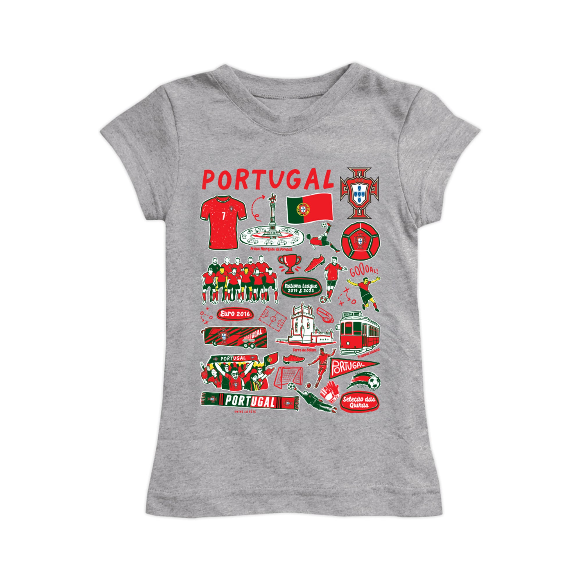 Girls Toddler Vive La Fete Gray Portugal National Team Impressions Artwork Fitted T-Shirt