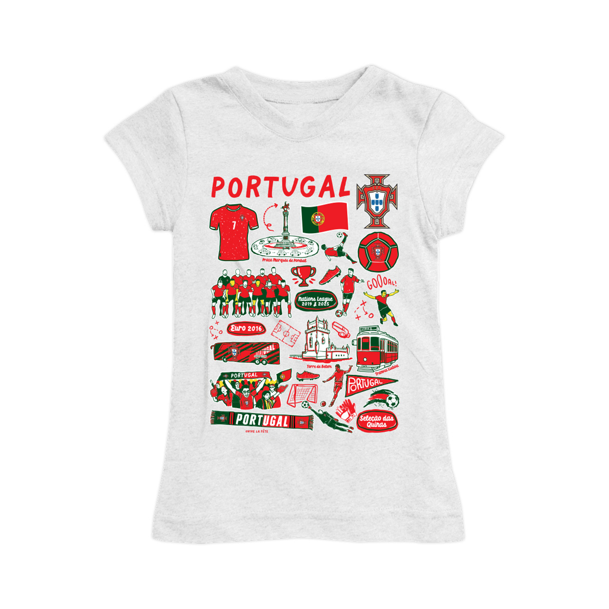 Girls Toddler Vive La Fete White Portugal National Team Impressions Artwork Fitted T-Shirt