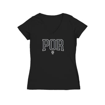 Women's Vive La Fete Black Portugal National Team POR Logo V-Neck Fitted T-Shirt