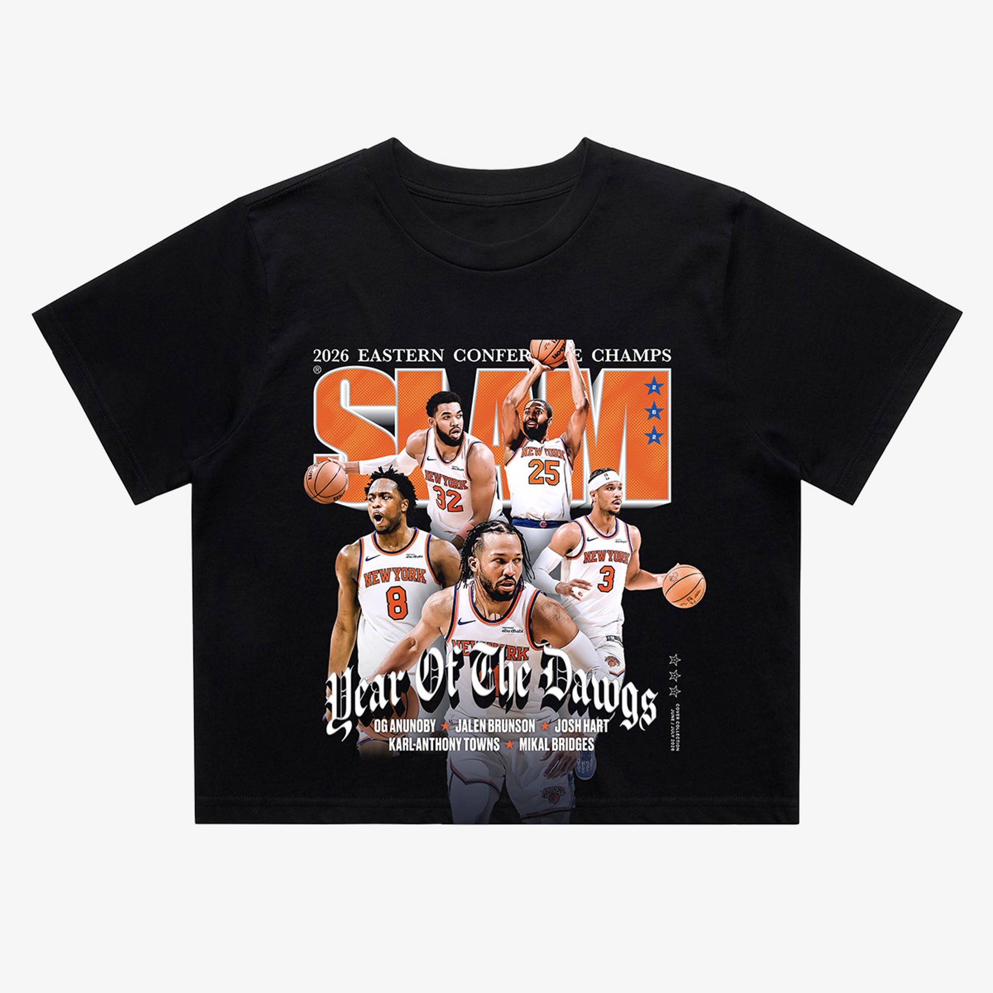 Women's SLAM Black New York Knicks 2026 NBA Eastern Conference Champions Cropped Cover T-Shirt