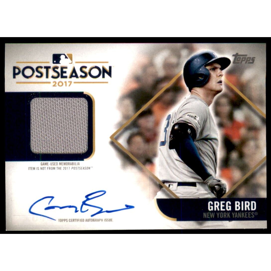 2018 Topps Postseason Performance Autograph Relics #PSARGB Greg Bird/40. rookie card picture