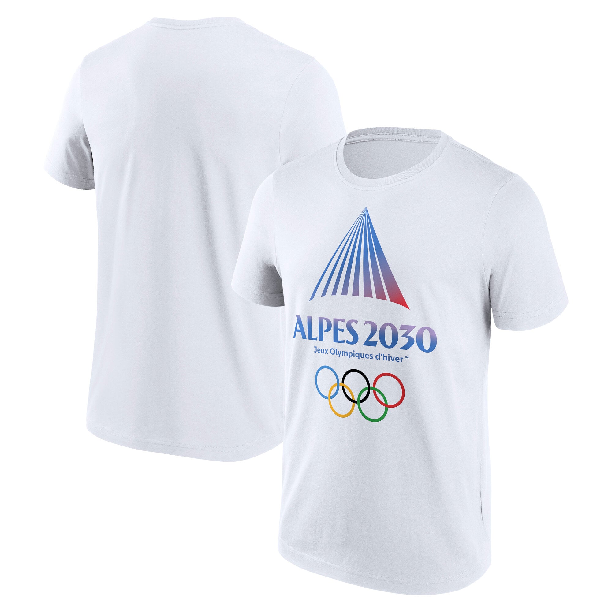 T-Shirt Alpes 2030 Evergreen Olympics Logo Principal Graphique - Blanc