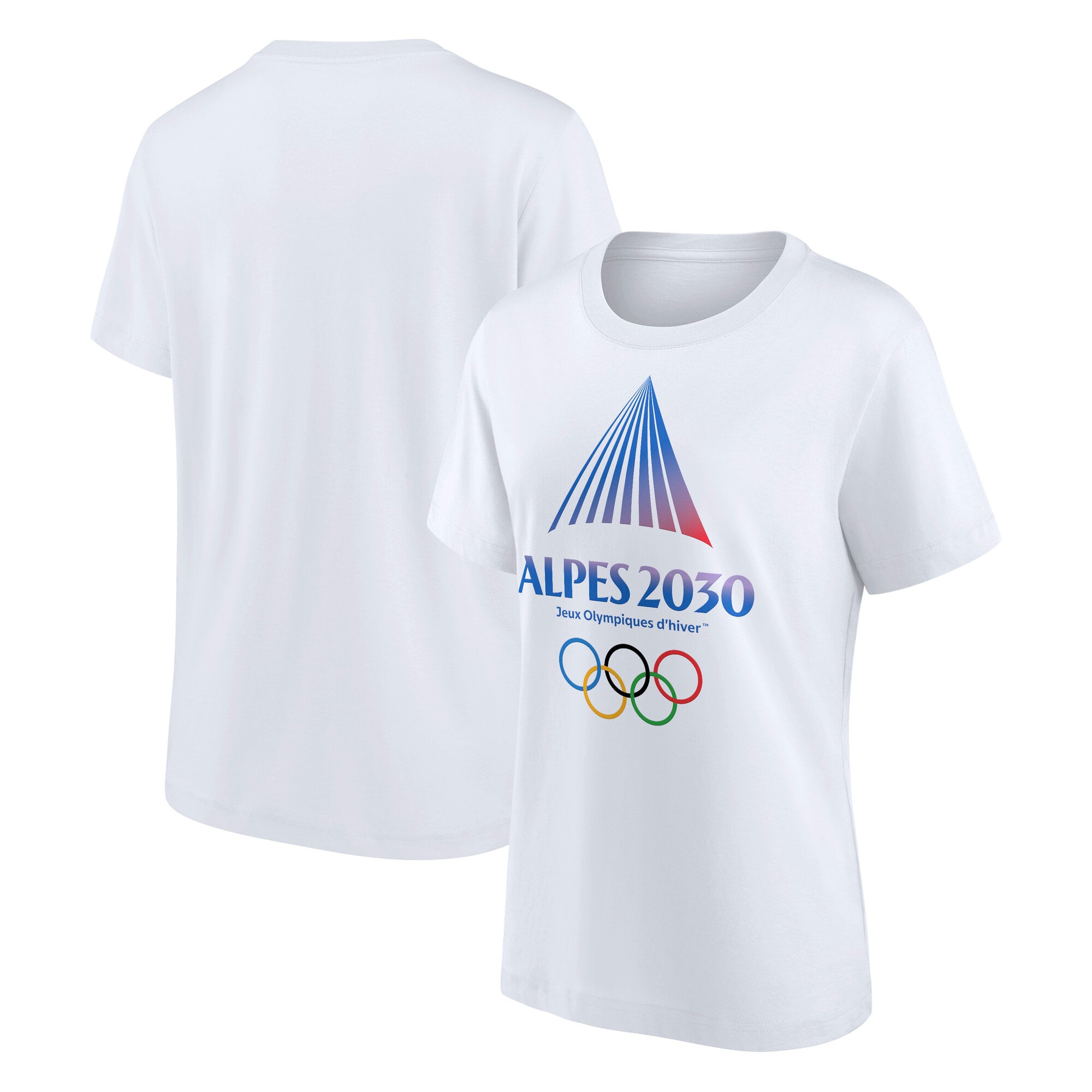T-Shirt Alpes 2030 Evergreen Olympics Logo Principal Graphique - Blanc - Femme
