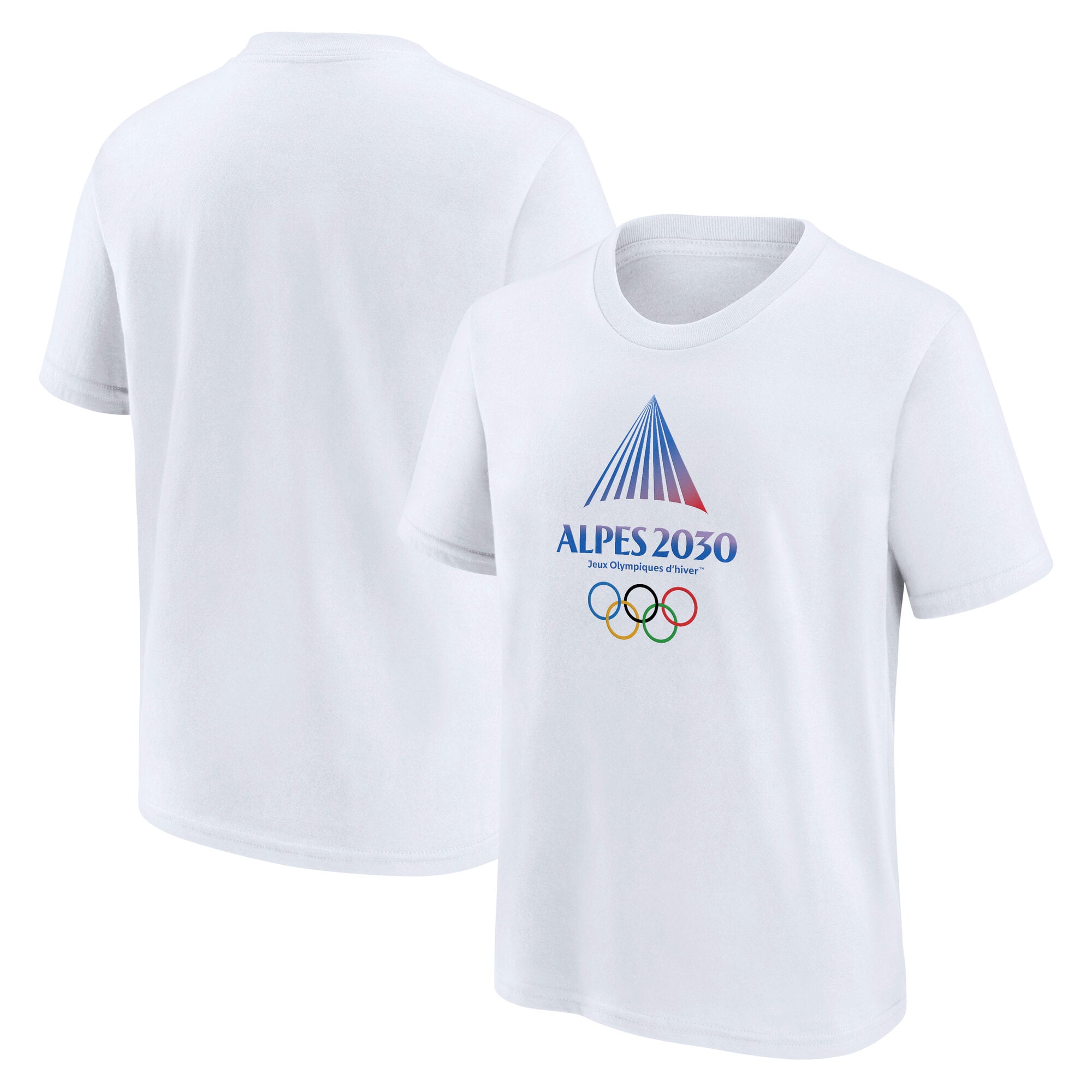 T-Shirt Alpes 2030 Evergreen Olympics Logo Principal Graphique - Blanc - Jeune