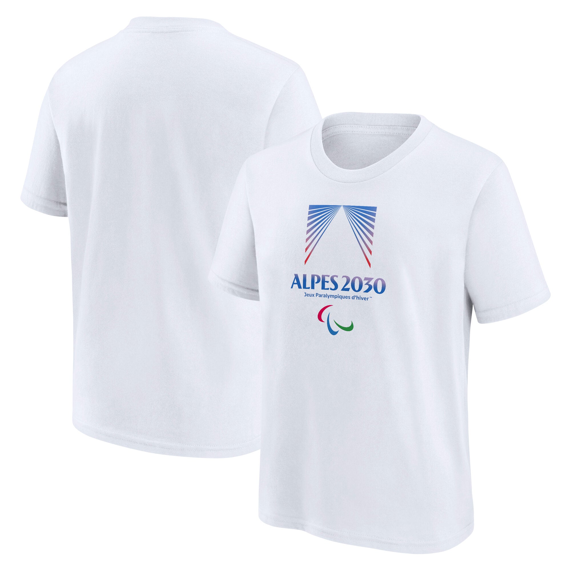 T-Shirt Alpes 2030 Evergreen Paralympics Logo Principal Graphique - Blanc - Jeunes