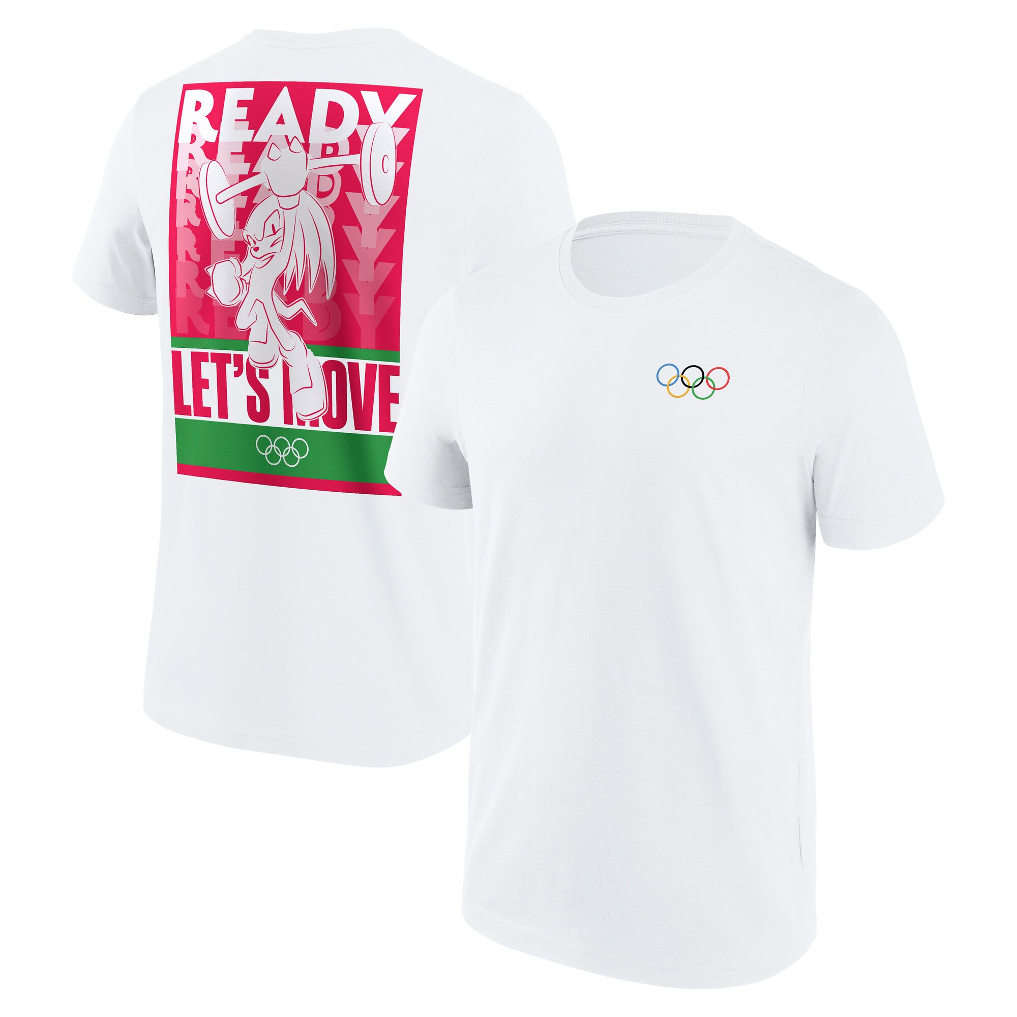 IOC x Sonic Let's Move T-shirt grafica da sollevamento pesi - Bianca