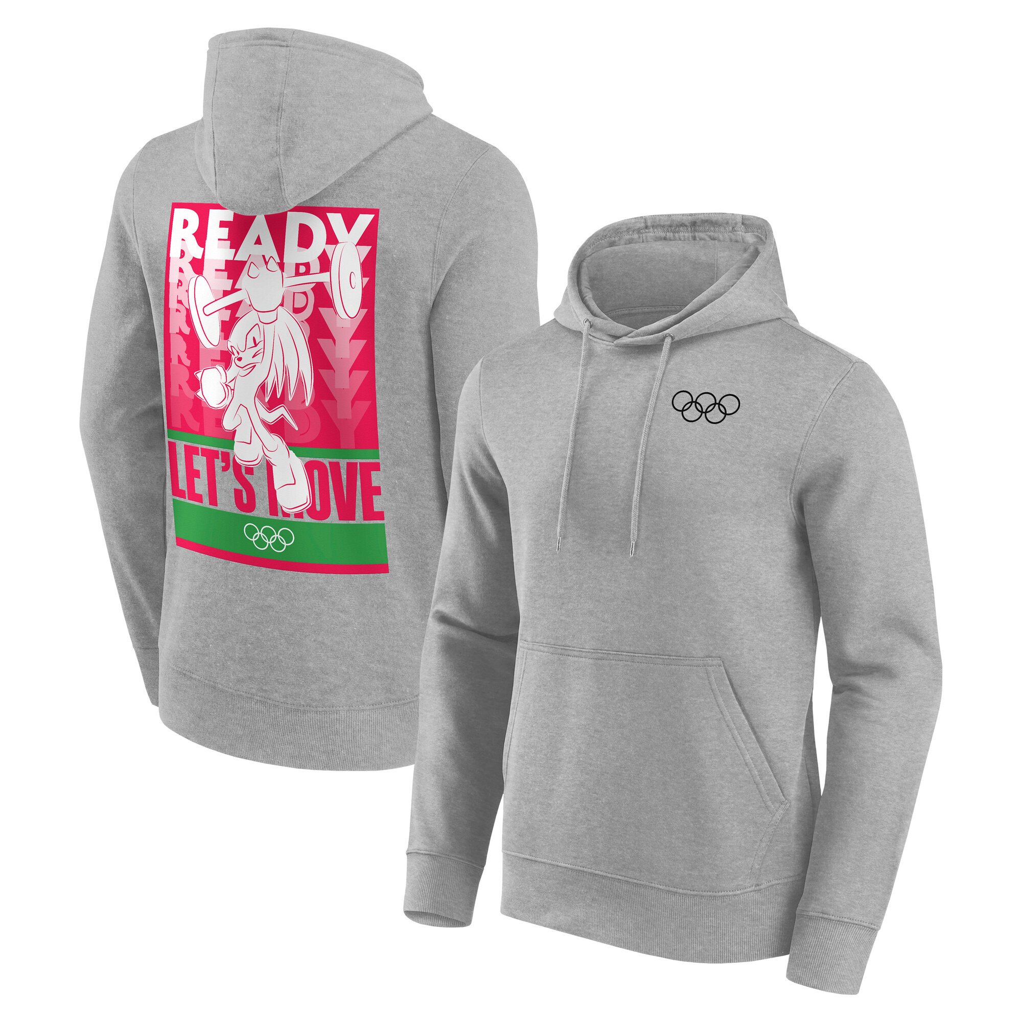 Felpa con cappuccio grafica IOC x Sonic Let's Move Weighlifting - Grigio