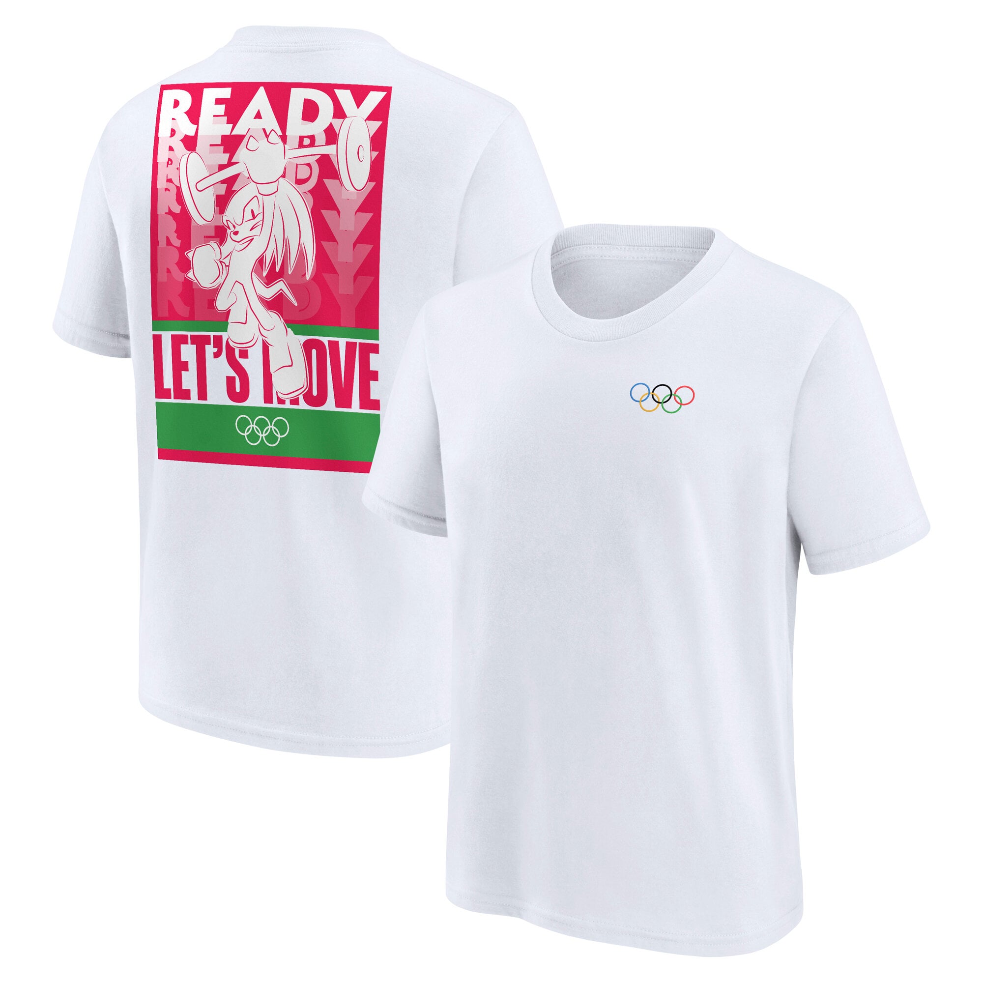 IOC x Sonic Let's Move T-shirt grafica da sollevamento pesi - Bianca - Ragazzi