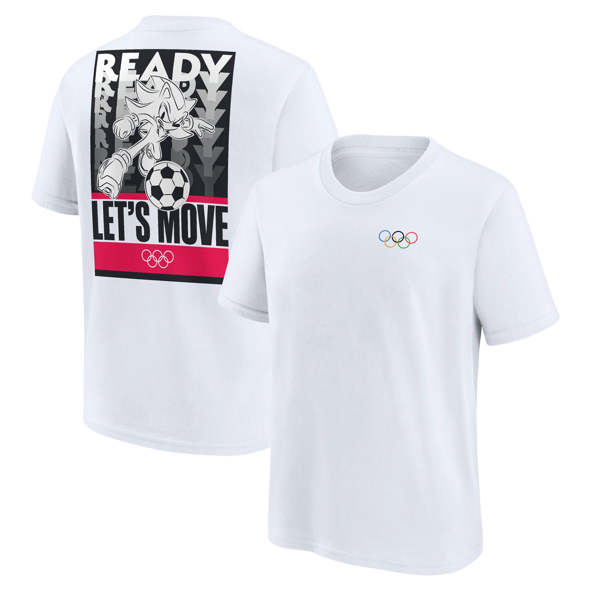 IOC x Sonic Let's Move Football Graphic T-Shirt - Bianca - Ragazzi