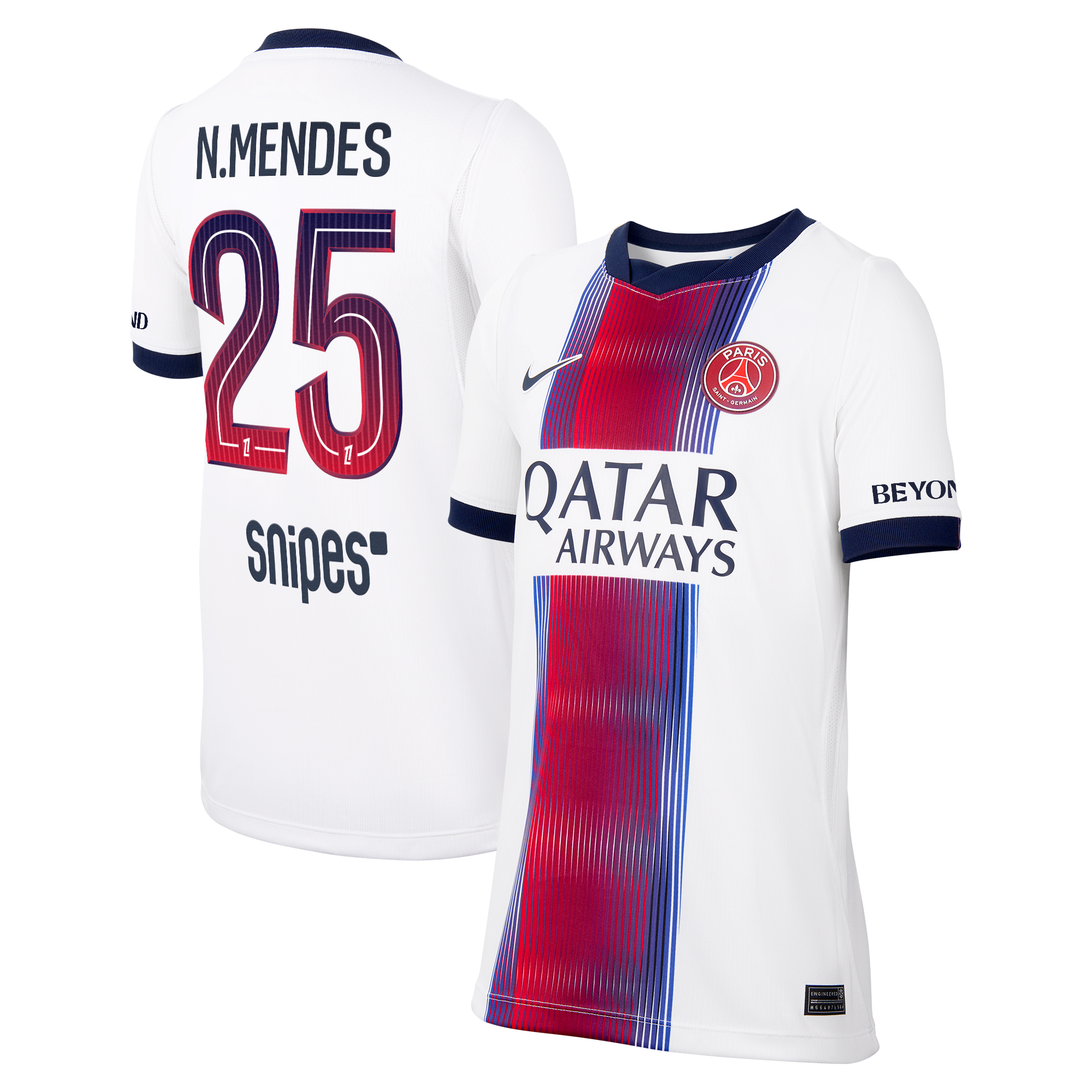 Maillot Extérieur Stadium PSG Nike 26/27 - Enfant avec flocage N.Mendes 25