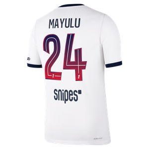 Maillot Extérieur Match PSG Nike Aero-FIT 26/27 avec flocage Mayulu 24, vue 4