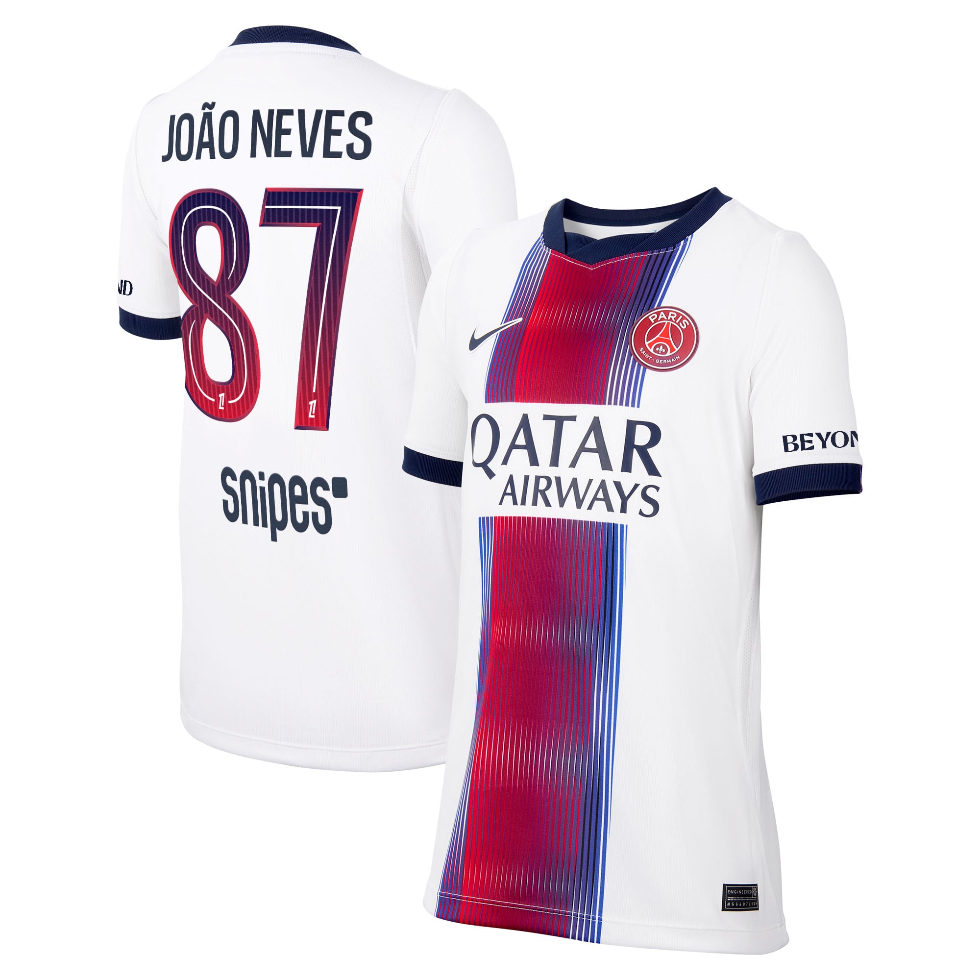 Maillot Extérieur Stadium PSG Nike 26/27 - Enfant avec flocage João Neves 87