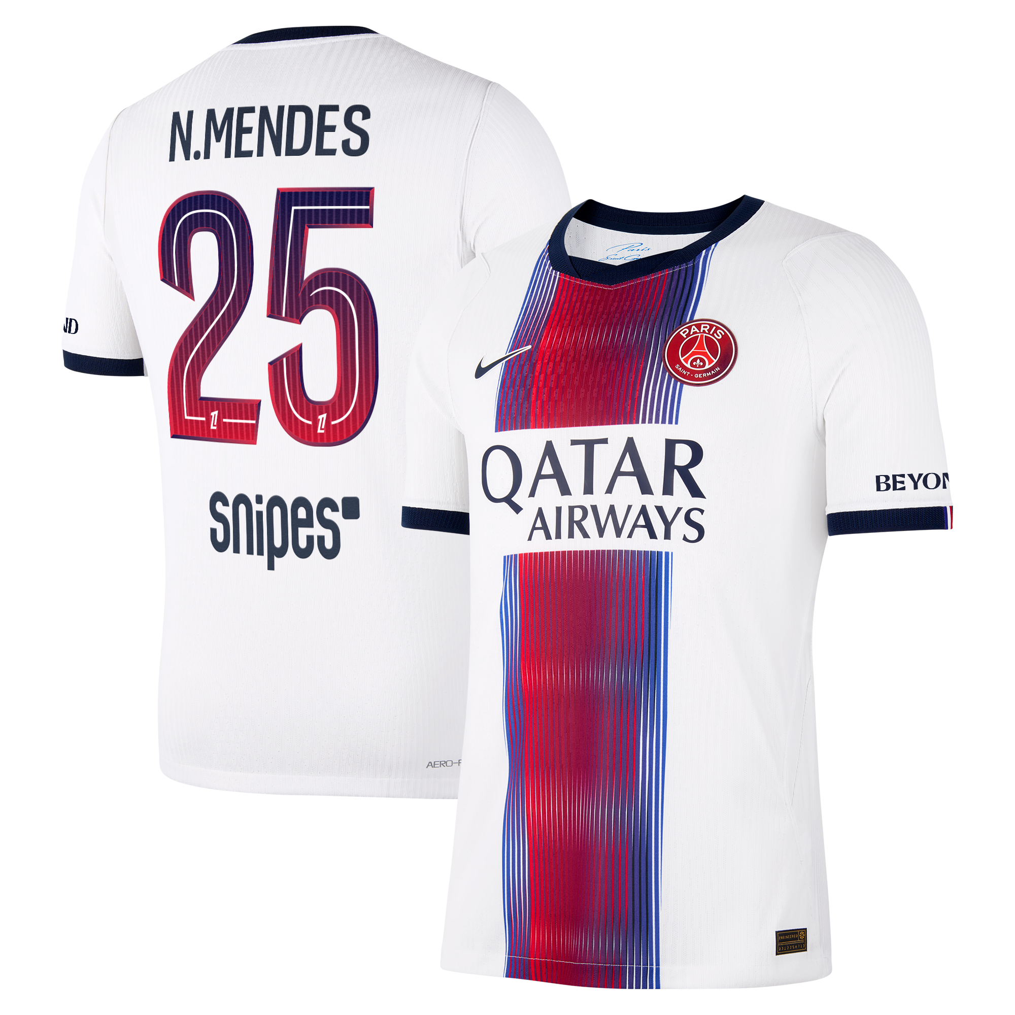 Maillot Extérieur Match PSG Nike Aero-FIT 26/27 avec flocage N.Mendes 25