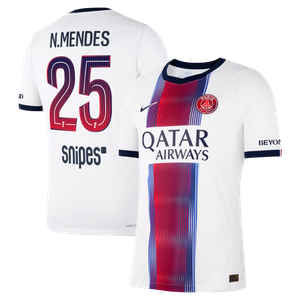 Maillot Extérieur Match PSG Nike Aero-FIT 26/27 avec flocage N.Mendes 25, vue 1
