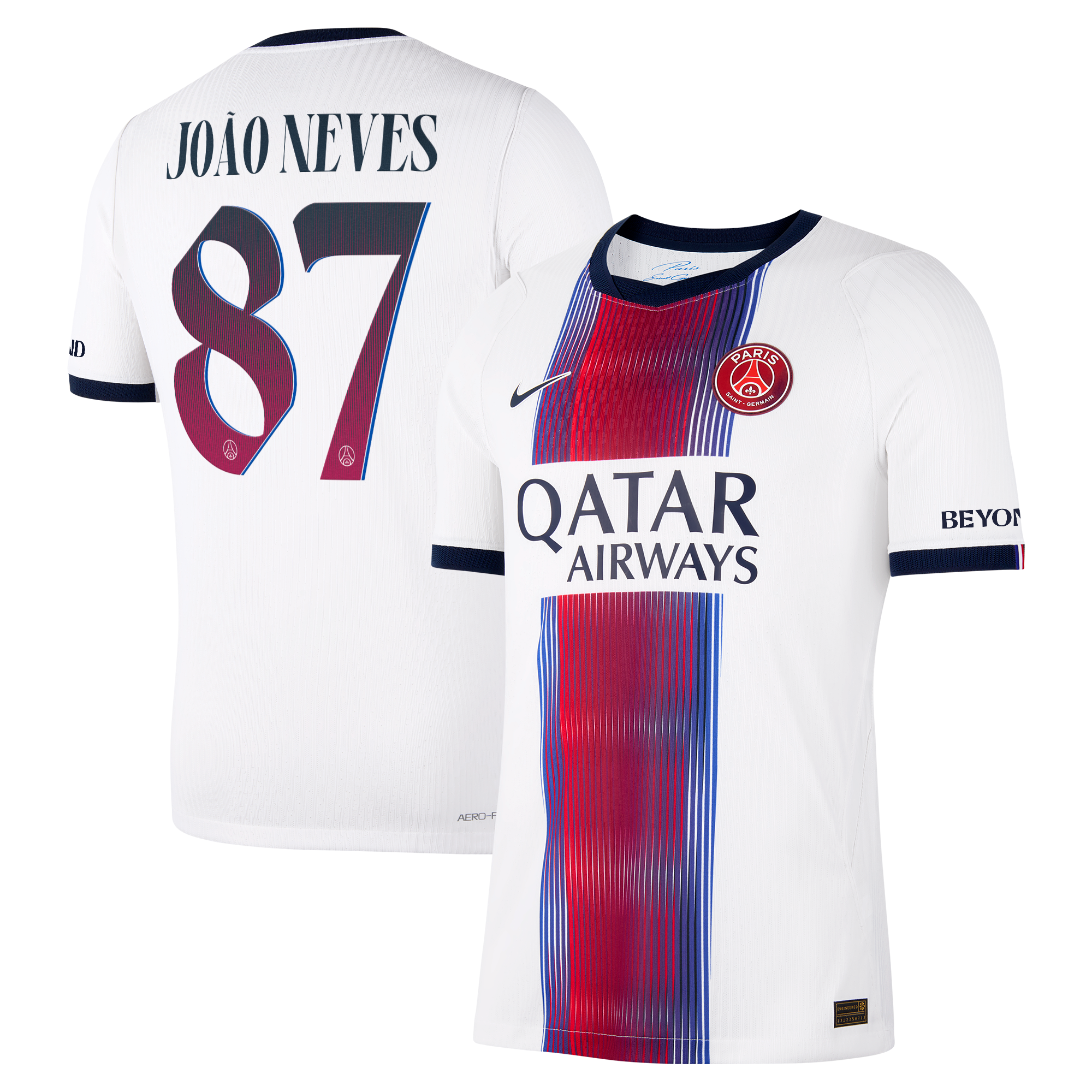 Maillot Extérieur Match PSG Nike Aero-FIT 26/27 - Flocage Coupe João Neves 87