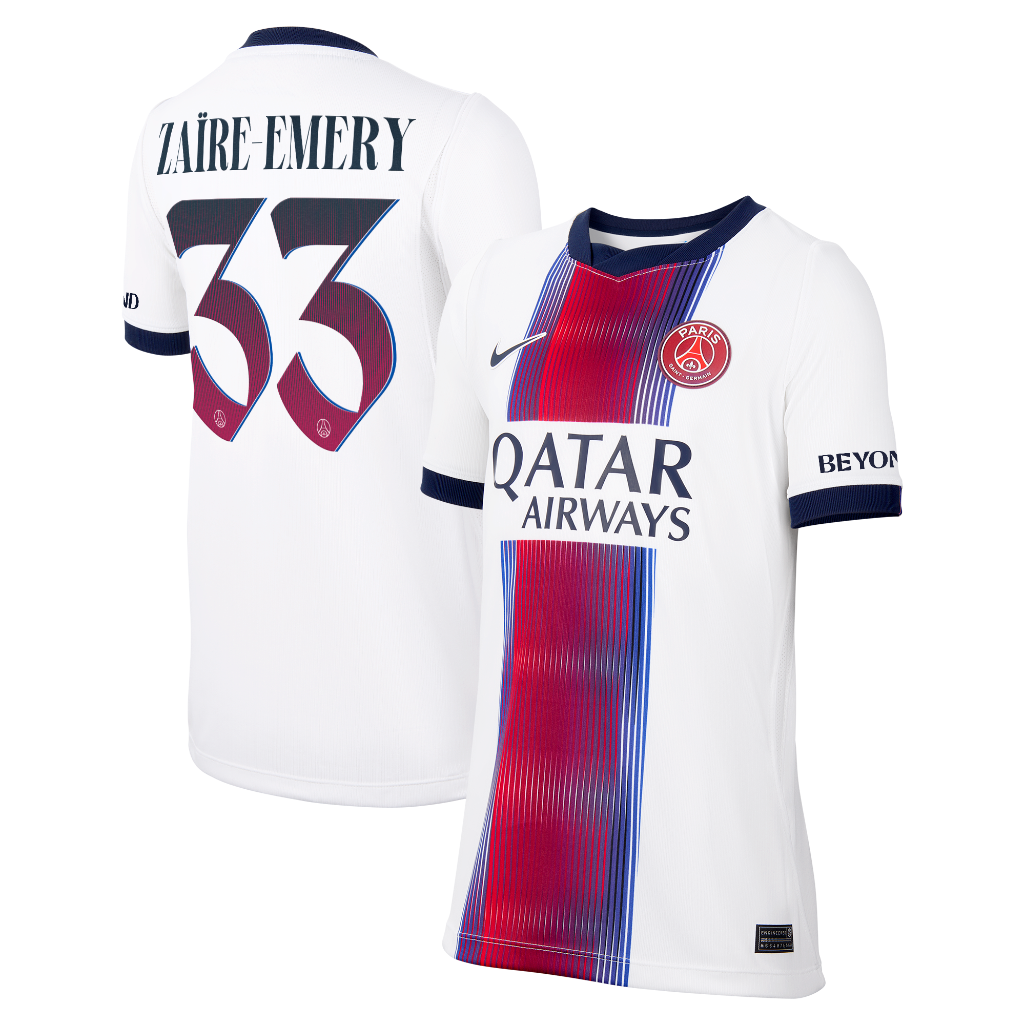 Maillot Extérieur Stadium PSG Nike 26/27 - Enfant - Flocage Coupe Zaïre-Emery 33