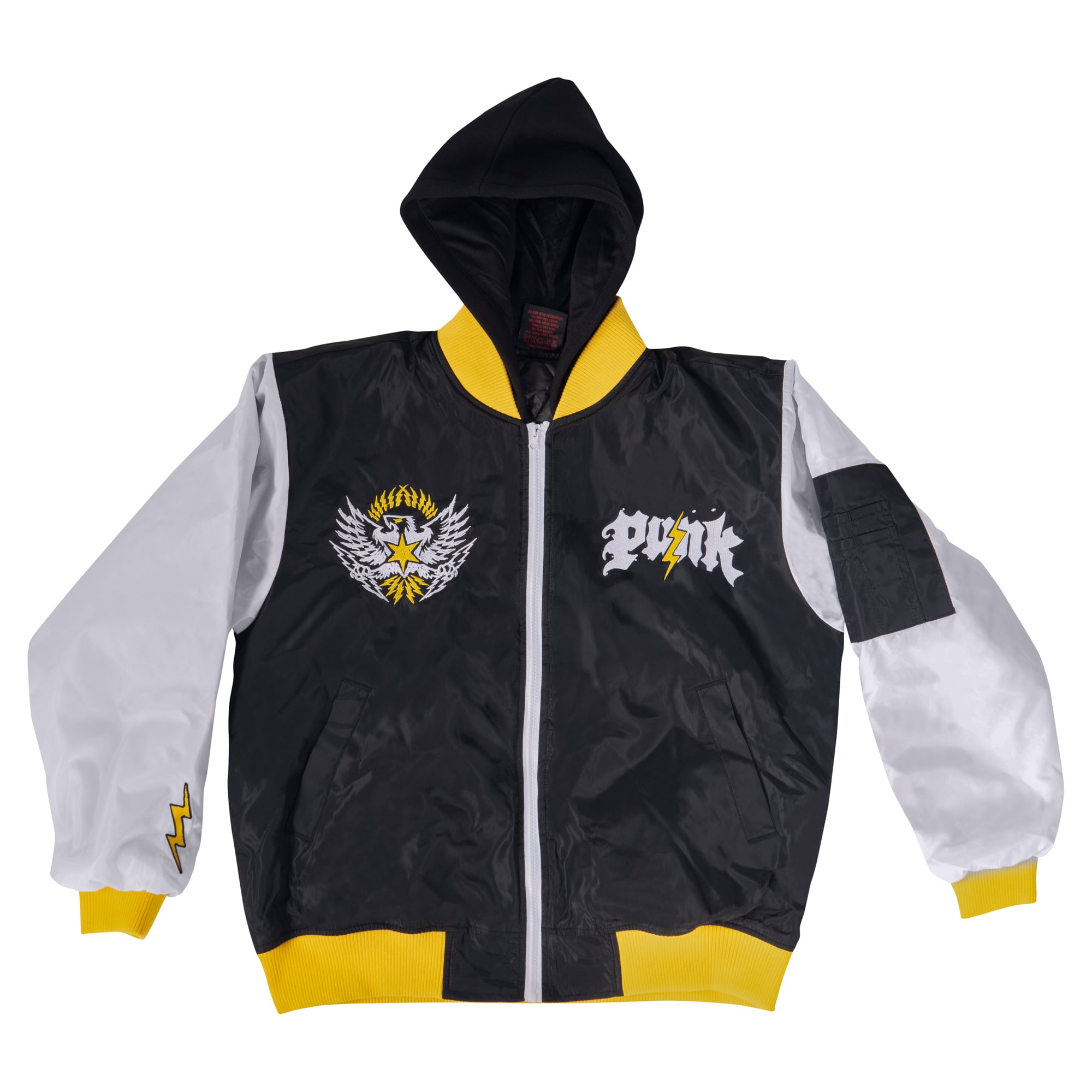 Men's Black CM Punk Full-Zip Hooded Bomber Jacket
