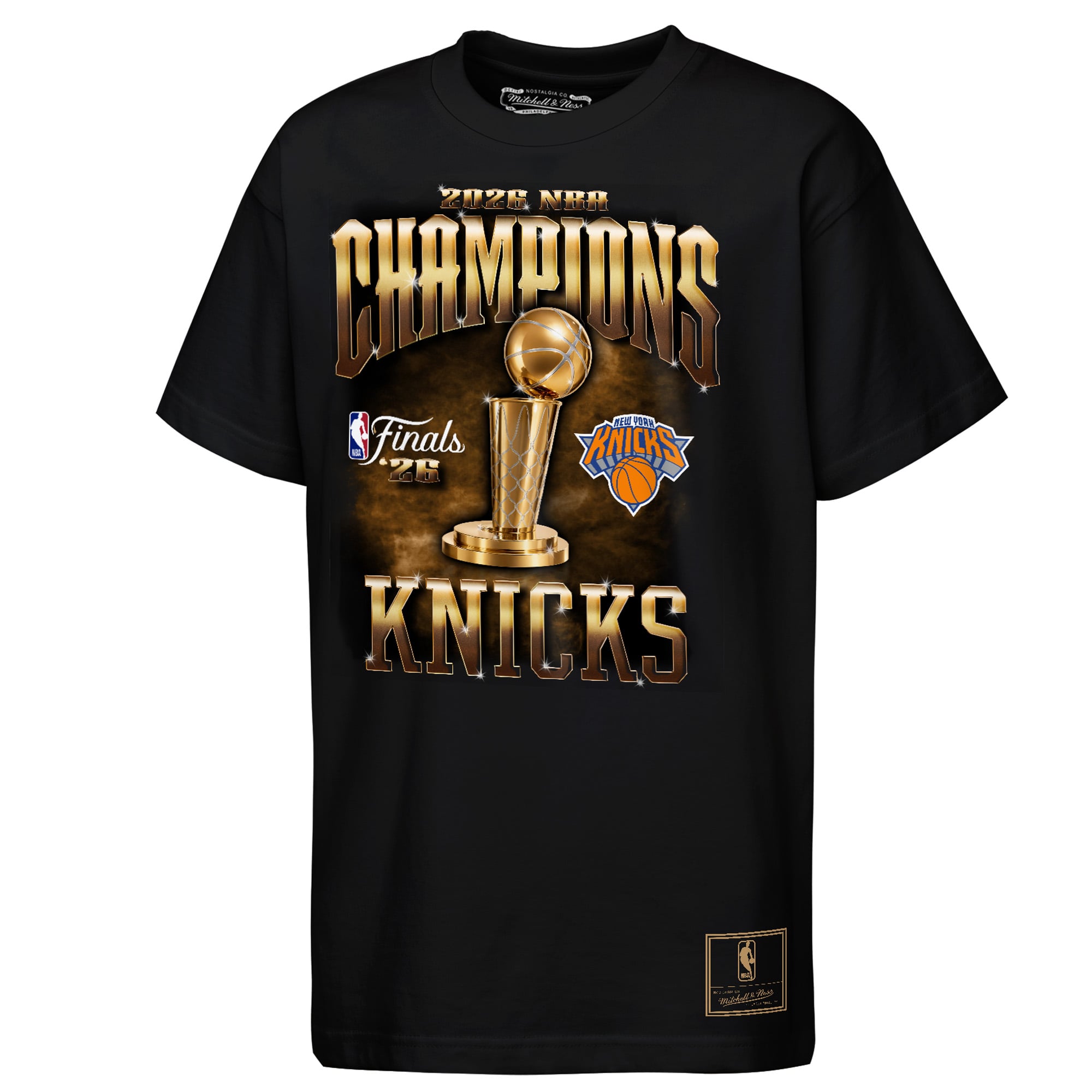 Youth Mitchell & Ness Black New York Knicks 2026 NBA Finals Champions T-Shirt