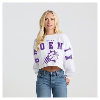 Women's Fanatics White Phoenix Suns Spirit Jersey Cropped Crew Neck Sweatshirt