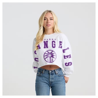 Women's Fanatics White Los Angeles Sparks Spirit Jersey Cropped Crew Neck Sweatshirt