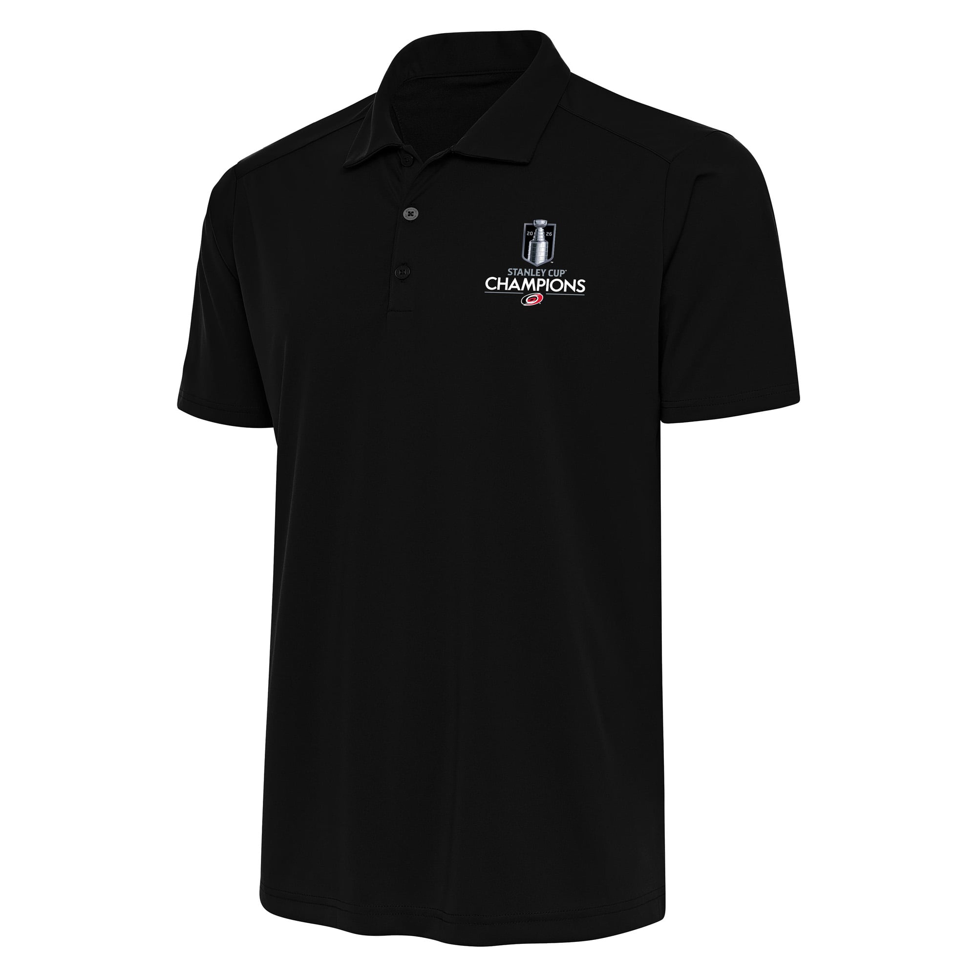 Men's Antigua Black Carolina Hurricanes 2026 Stanley Cup Champions Statement Polo
