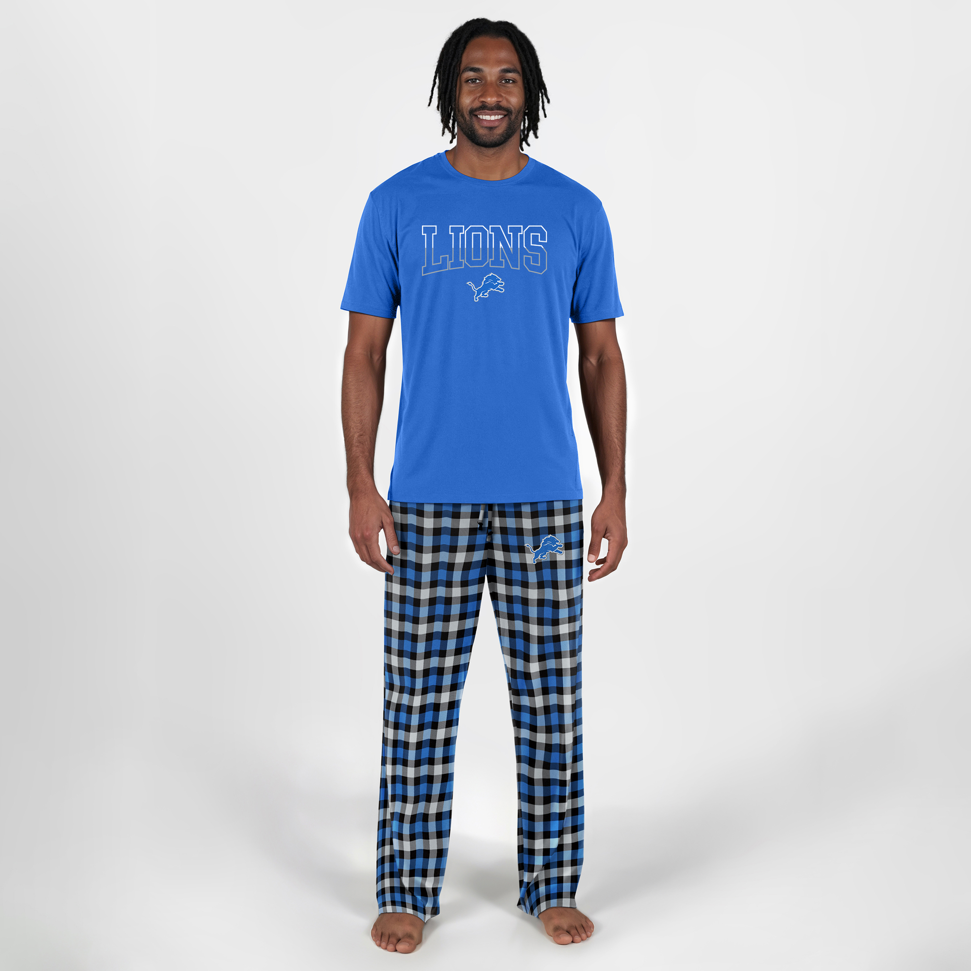 Men's Concepts Sport Blue Detroit Lions Highland Sleep Set