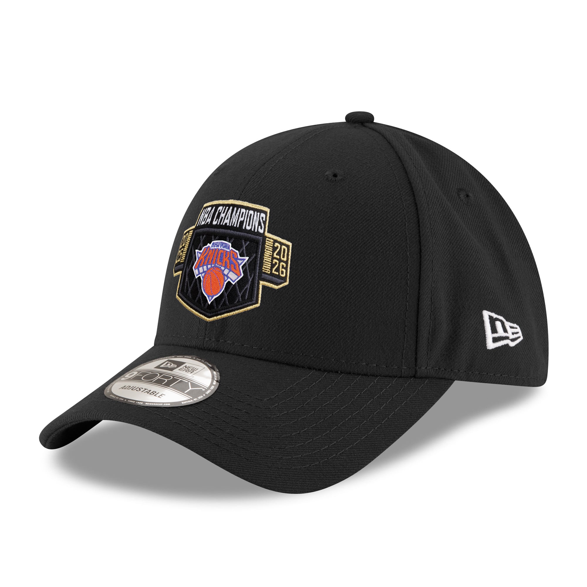 Youth New Era Black New York Knicks 2026 NBA Finals Champions Locker Room Replica 9FORTY Adjustable Hat