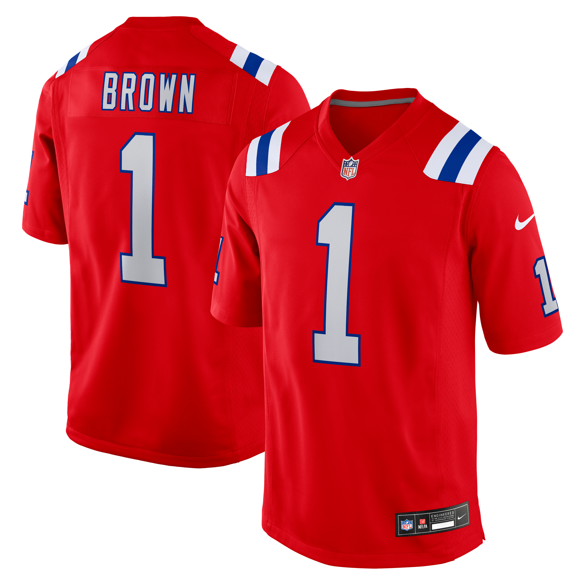 Camiseta alternativa de juego Nike de los New England Patriots - Roja - A.J. Brown - Para hombre