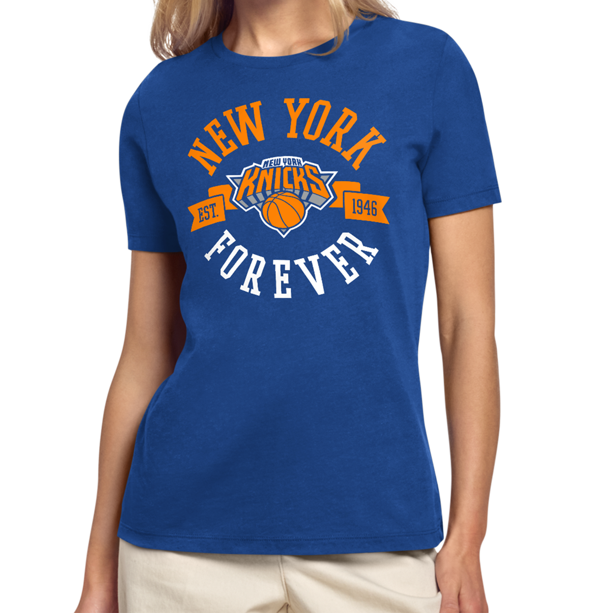 Women's Starter Blue New York Knicks NY Forever T-Shirt