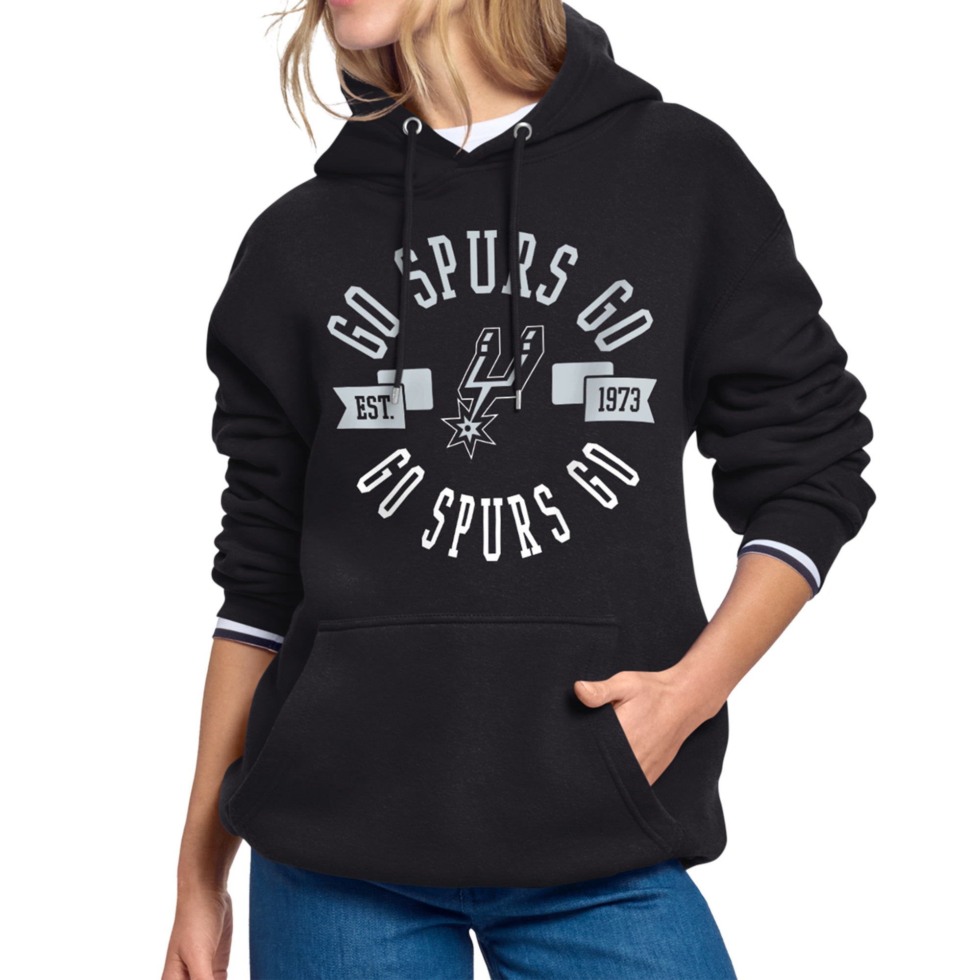 Women's Starter Black San Antonio Spurs Go Spurs Go Fleece Hoodie