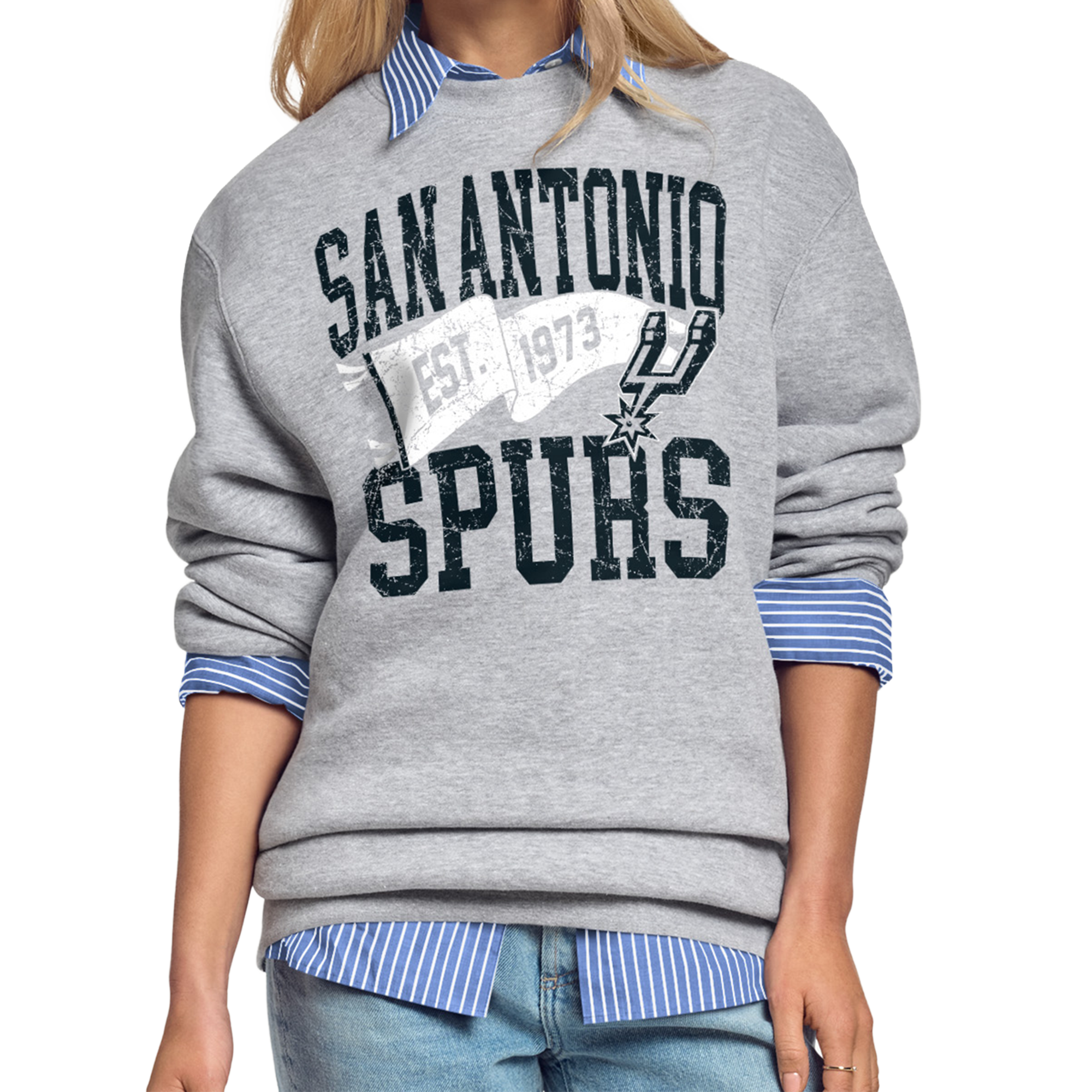 Women's Starter Gray San Antonio Spurs Pennant Fleece Sweatshirt
