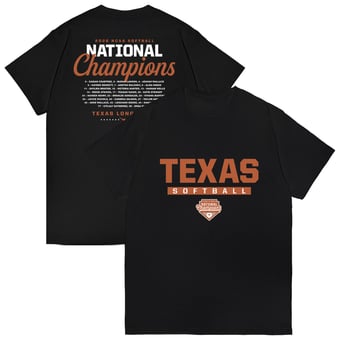 Unisex Athlete's Thread Black Texas Longhorns 2026 Softball National Champions Roster T-Shirt