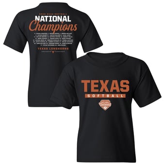 Youth Black Texas Longhorns 2026 NCAA Softball Women's College World Series National Champions Roster T-Shirt