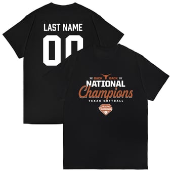 Unisex Athlete's Thread Black Texas Longhorns 2026 Softball National Champions NIL Pick-A-Player T-Shirt