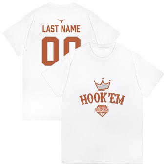 Adult White Texas Longhorns 2026 NCAA Softball Women's College World Series National Champions Hook Em NIL Pick-A-Player T-Shirt
