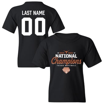 Youth Black Texas Longhorns 2026 NCAA Softball Women's College World Series National Champions NIL Pick-A-Player T-Shirt