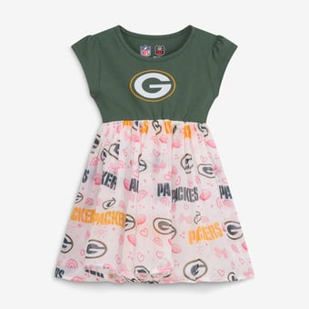 Girls Toddler Wes & Willy Green Green Bay Packers Princess Dress