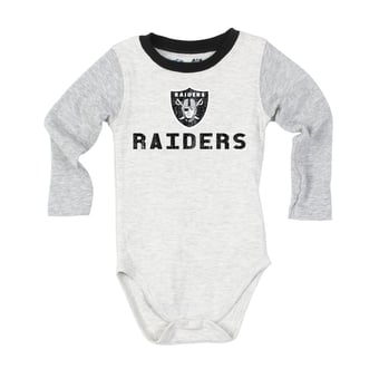 Infant Wes & Willy  Heather Gray Las Vegas Raiders Jie Jie Hopper Long Sleeve Bodysuit & Pants Set