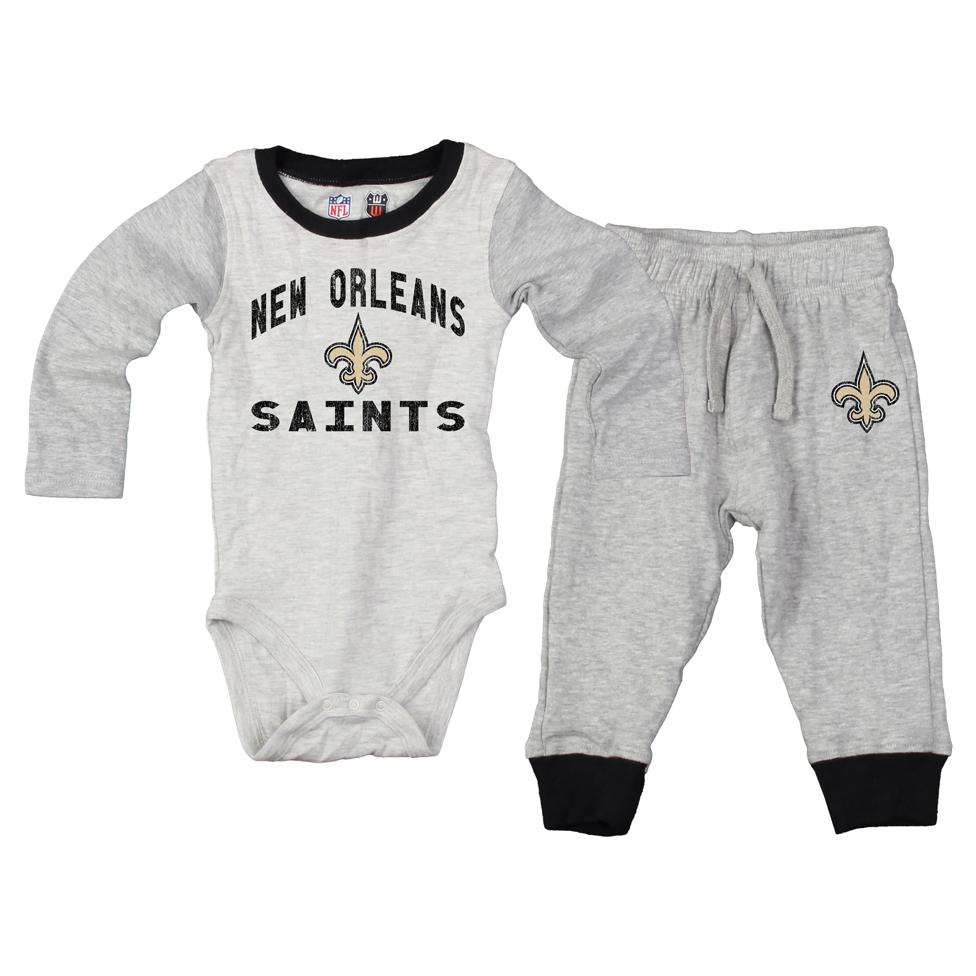 Infant Wes & Willy  Heather Gray New Orleans Saints Jie Jie Hopper Long Sleeve Bodysuit & Pants Set