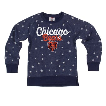 Girls Youth Wes & Willy  Navy Chicago Bears Shimmer Star Reverse Sweatshirt