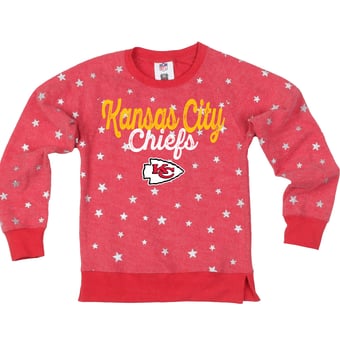 Girls Youth Wes & Willy  Red Kansas City Chiefs Shimmer Star Sweatshirt