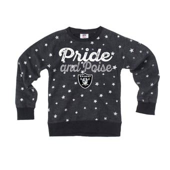 Girls Youth Wes & Willy  Black Las Vegas Raiders Shimmer Star Sweatshirt